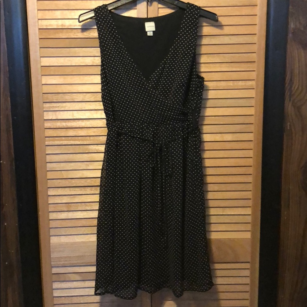 NWOT Black dress with white polka dots.